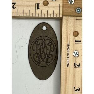Vintage Brass Monogram Tag Antique Oval Name Plate Collectible Metal Pendant